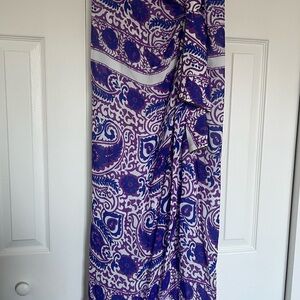Zara Purple and White Paisley Swim Sarong size xs